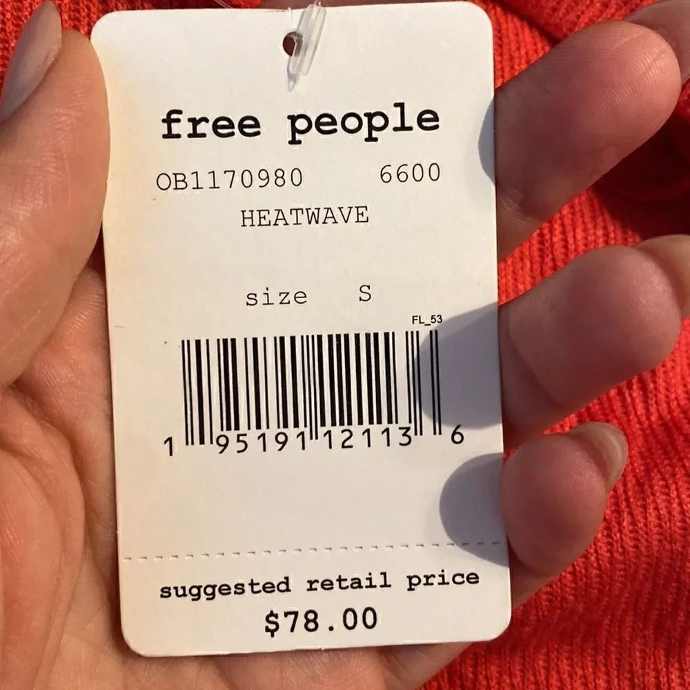 NWT Free People Womens Snowy Thermal Top in Heatwave Orange Red - Picture 6 of 11